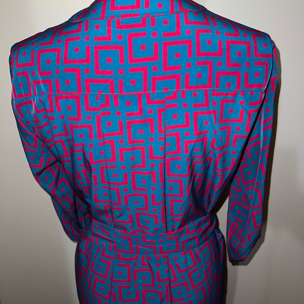 Britt Ryan 100% Silk Geometric Belt Wrap Dress/3/4 Sleeve/NWT/Size XS - Picture 8 of 12